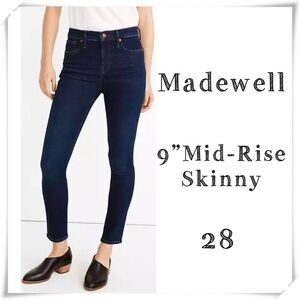 Madewell 9”Mid-Rise Skinny Jeans Style Orland Wash TENCEL Denim Edition#MA938
